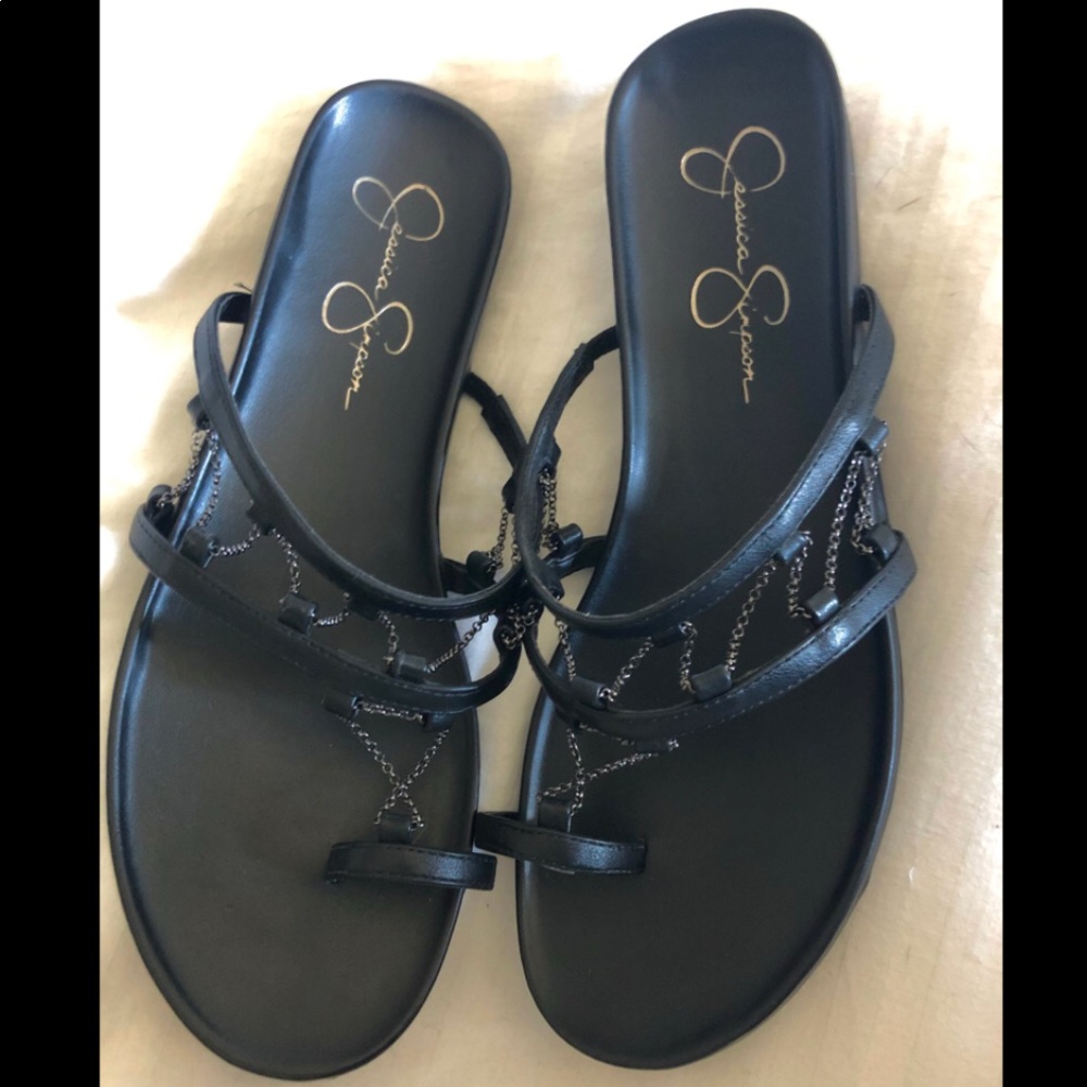 Jessica Simpson Black Chain Detail Sandals